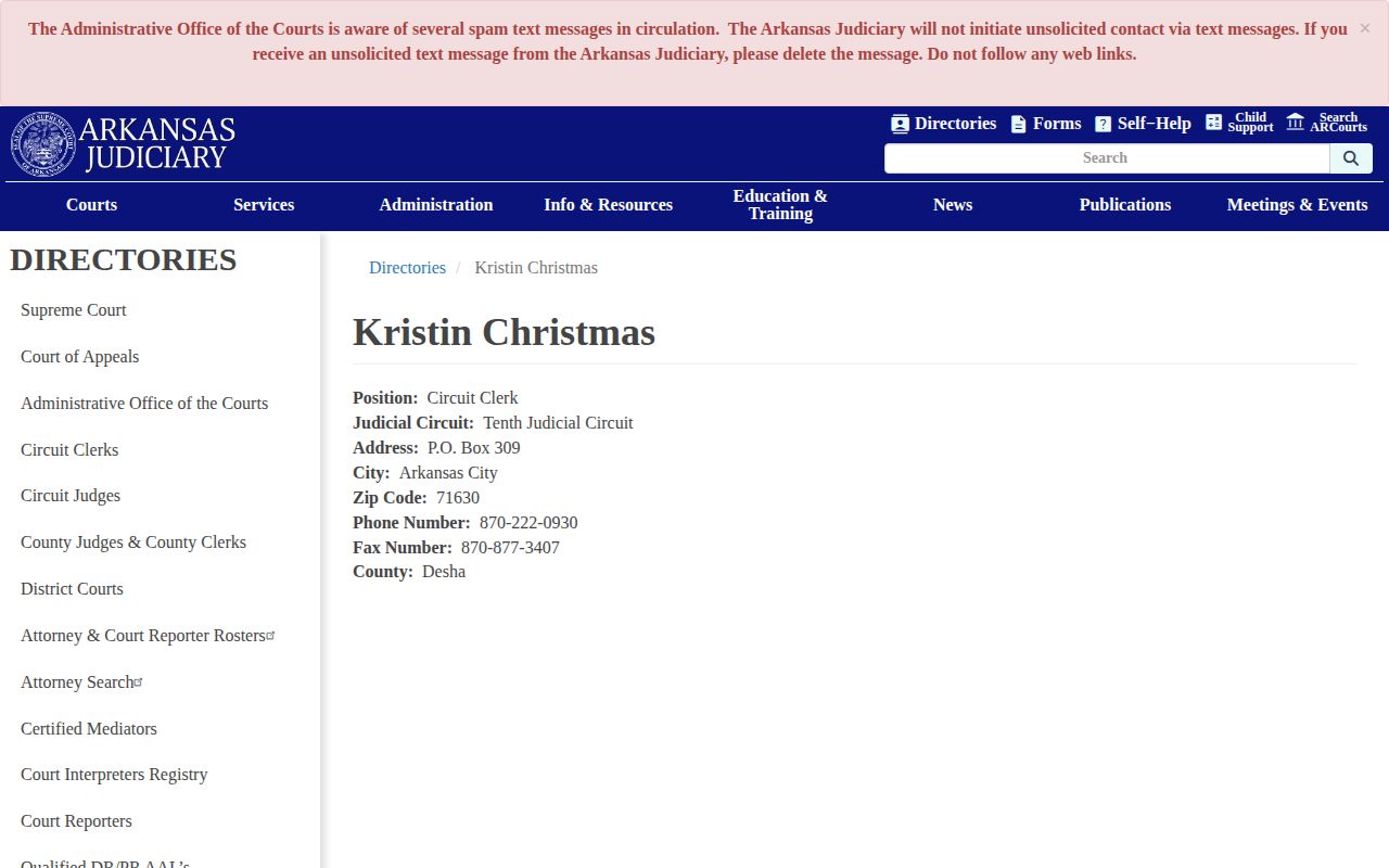 Desha County warrant and circuit court record contact